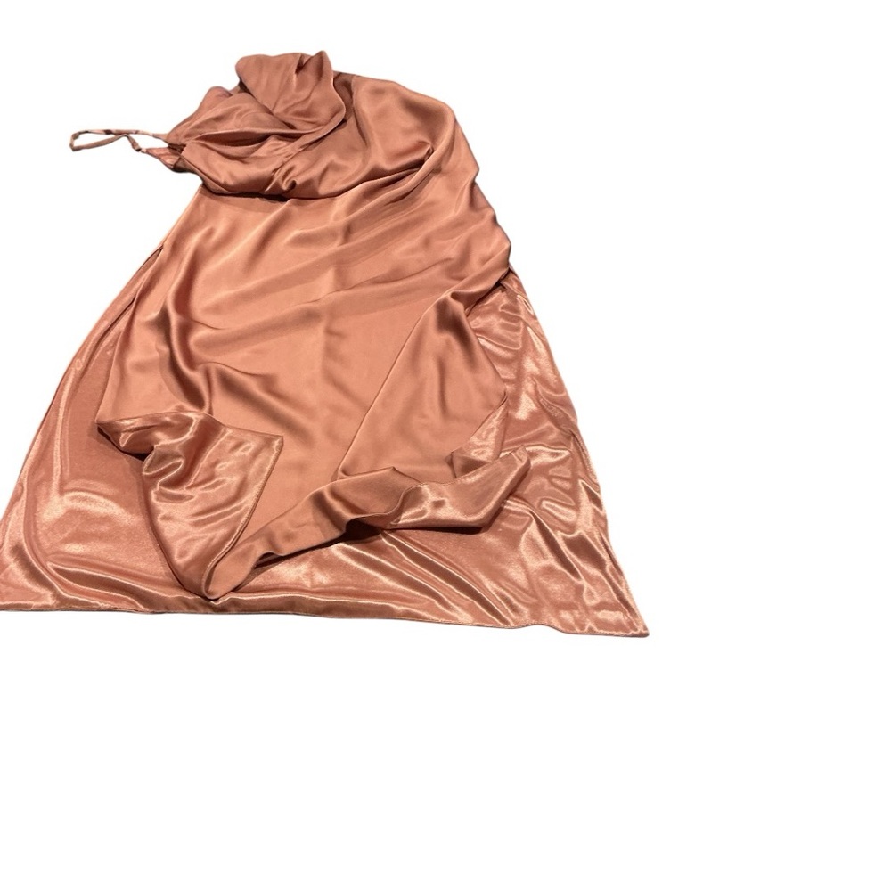 Revelry Satin Slip Dress Size8 Rose Mauve Cowl Neck Side Slits Formal Bridesmaid - Picture 8 of 8